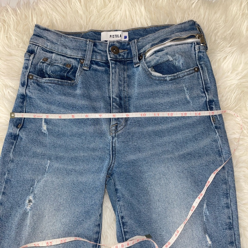 Pistola Fringe Hem Straight Leg Jeans Blue 
High Rise. - Picture 7 of 10